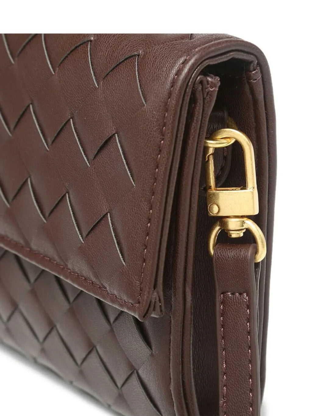 Stedelijke Crossbody Geweven Schoudertas van Faux Leer met Gouden Sluiting voor Casual en Formele Gelegenheden