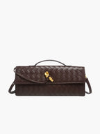 Stedelijke Crossbody Geweven Schoudertas van Faux Leer met Gouden Sluiting voor Casual en Formele Gelegenheden