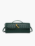 Stedelijke Crossbody Geweven Schoudertas van Faux Leer met Gouden Sluiting voor Casual en Formele Gelegenheden