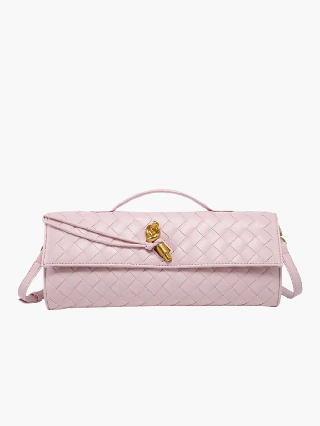 Stedelijke Crossbody Geweven Schoudertas van Faux Leer met Gouden Sluiting voor Casual en Formele Gelegenheden