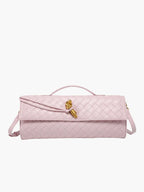 Stedelijke Crossbody Geweven Schoudertas van Faux Leer met Gouden Sluiting voor Casual en Formele Gelegenheden