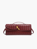 Stedelijke Crossbody Geweven Schoudertas van Faux Leer met Gouden Sluiting voor Casual en Formele Gelegenheden