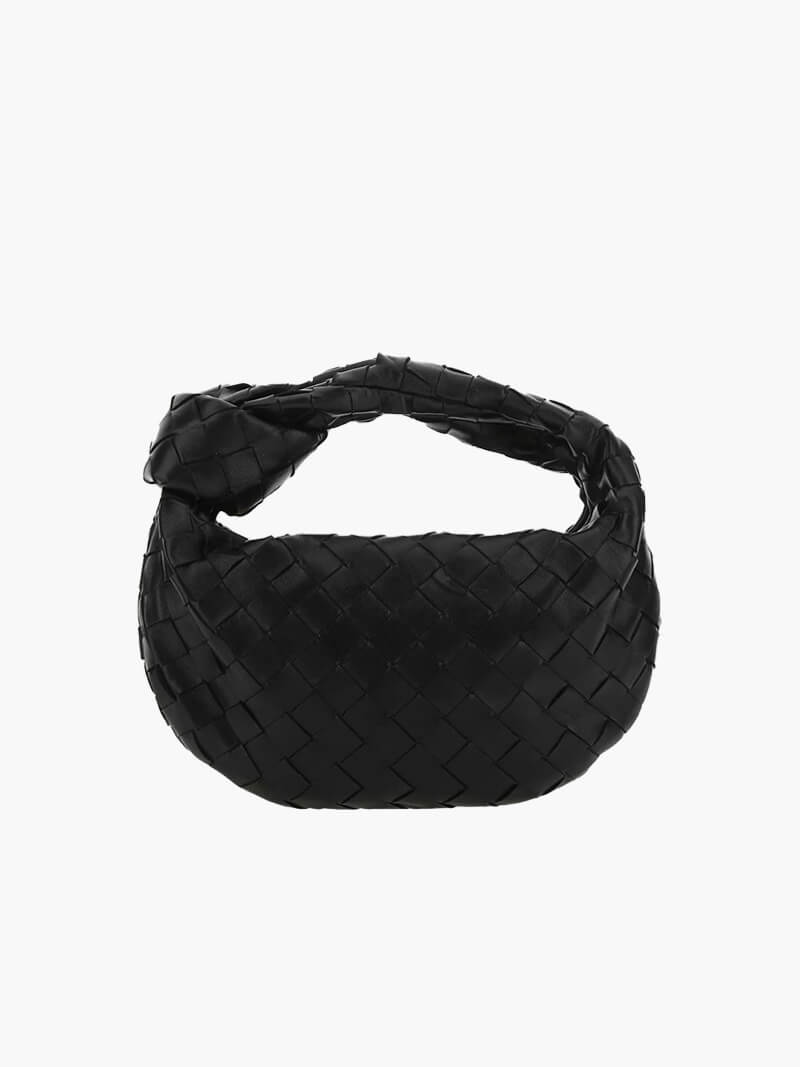 Vlechtknoop Neplederen Mini Tas Met Geweven Ontwerp En Gedraaide Handgreep Voor Elegante En Moderne Stijl