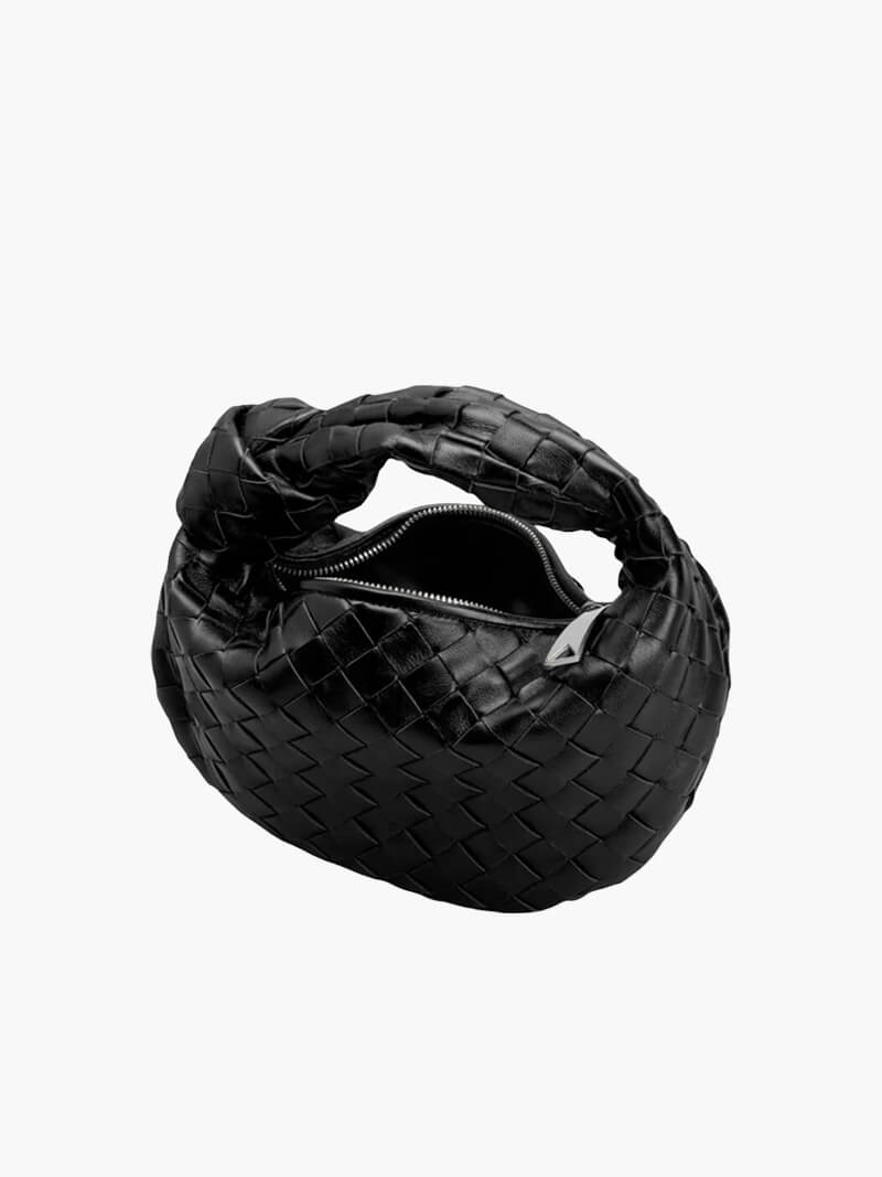 Vlechtknoop Neplederen Mini Tas Met Geweven Ontwerp En Gedraaide Handgreep Voor Elegante En Moderne Stijl