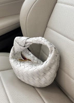 Vlechtknoop Neplederen Mini Tas Met Geweven Ontwerp En Gedraaide Handgreep Voor Elegante En Moderne Stijl