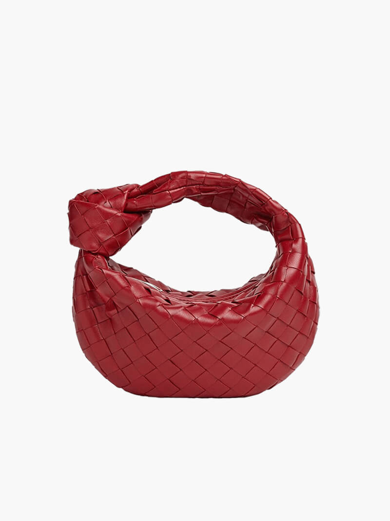 Vlechtknoop Neplederen Mini Tas Met Geweven Ontwerp En Gedraaide Handgreep Voor Elegante En Moderne Stijl