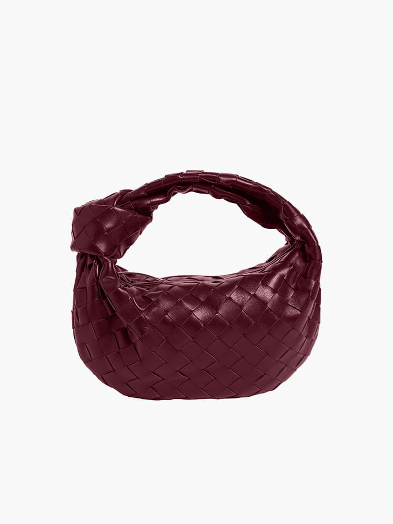 Vlechtknoop Neplederen Mini Tas Met Geweven Ontwerp En Gedraaide Handgreep Voor Elegante En Moderne Stijl