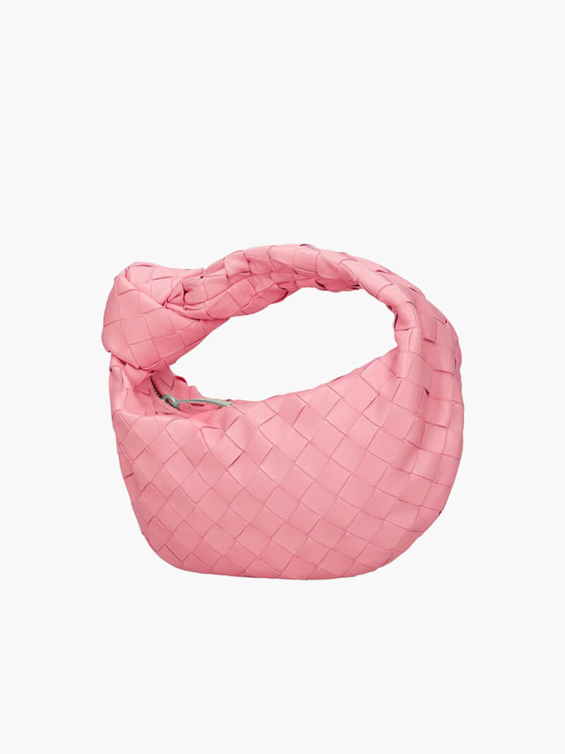 Vlechtknoop Neplederen Mini Tas Met Geweven Ontwerp En Gedraaide Handgreep Voor Elegante En Moderne Stijl