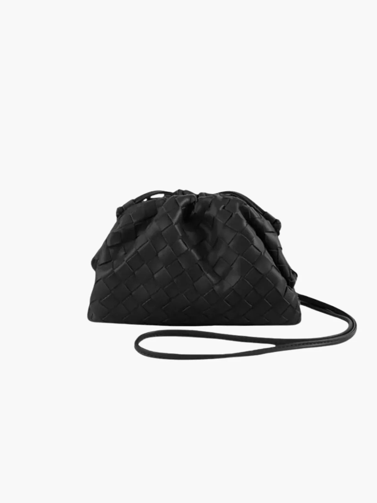 Gevlochten Neplederen Trekkoordtas met Weefstructuur en Minimalistisch Design voor Casual en Avondgebruik