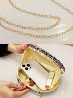 Hemelse Edelsteen Avond Clutch Luxe Ovaal met Edelsteen Bloemenmotief voor Feestelijke Avonden en Speciale Gelegenheden