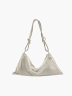 Glam Crystal Mesh Schoudertas Elegante Kristalgaas Clutch met Geknoopte Handgreep voor Avond- en Feestgelegenheden