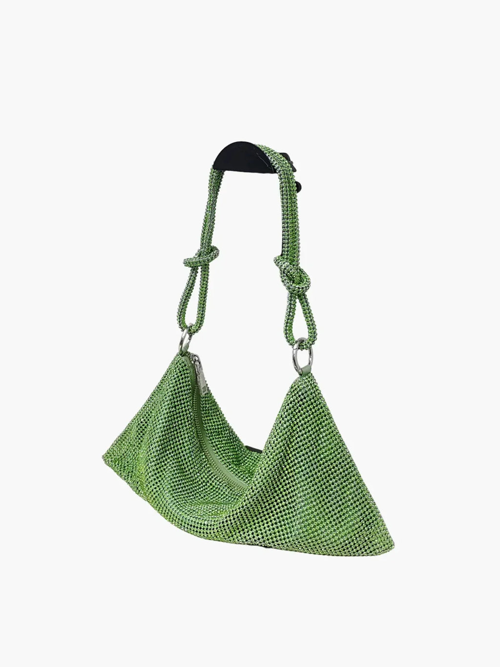 Glam Crystal Mesh Schoudertas Elegante Kristalgaas Clutch met Geknoopte Handgreep voor Avond- en Feestgelegenheden