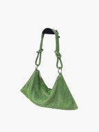 Glam Crystal Mesh Schoudertas Elegante Kristalgaas Clutch met Geknoopte Handgreep voor Avond- en Feestgelegenheden