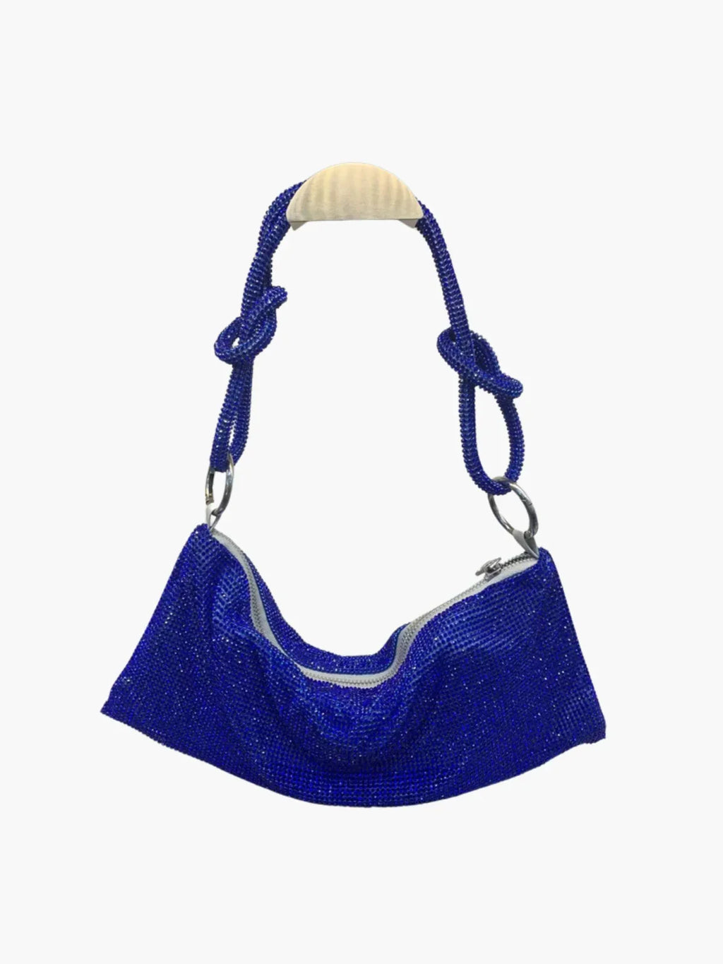 Glam Crystal Mesh Schoudertas Elegante Kristalgaas Clutch met Geknoopte Handgreep voor Avond- en Feestgelegenheden