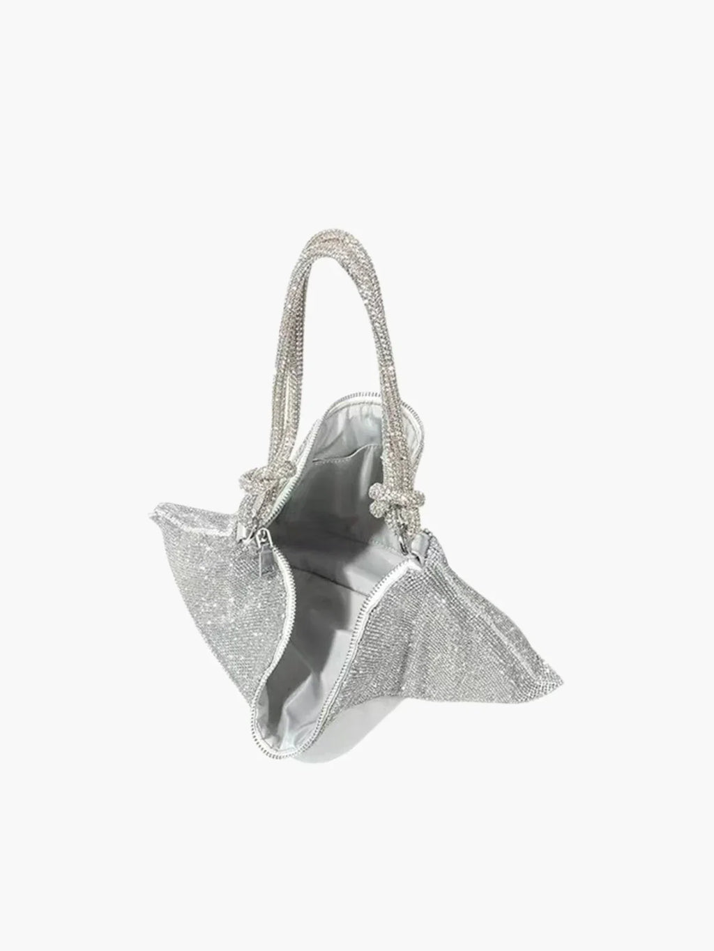 Glam Crystal Mesh Schoudertas Elegante Kristalgaas Clutch met Geknoopte Handgreep voor Avond- en Feestgelegenheden