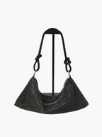 Glam Crystal Mesh Schoudertas Elegante Kristalgaas Clutch met Geknoopte Handgreep voor Avond- en Feestgelegenheden