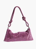 Glam Crystal Mesh Schoudertas Elegante Kristalgaas Clutch met Geknoopte Handgreep voor Avond- en Feestgelegenheden
