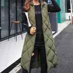 Dames Lange Puffer Bodywarmer Met Capuchon Voor Dames Warm