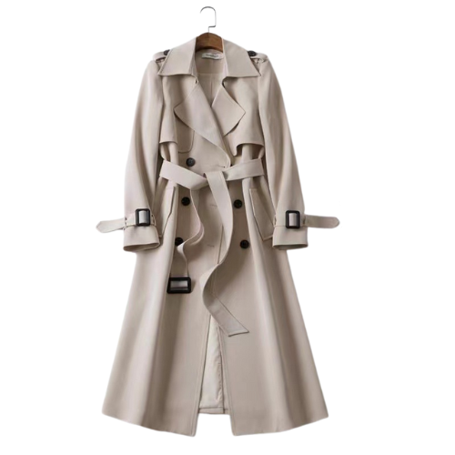 Dames Elegante Comfortabele Lange Dames Jas met Dubbele Knopen - Trenchcoat