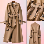 Dames Elegante Comfortabele Lange Dames Jas met Dubbele Knopen - Trenchcoat