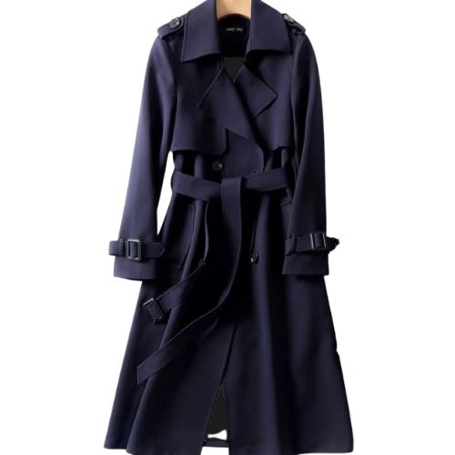 Dames Elegante Comfortabele Lange Dames Jas met Dubbele Knopen - Trenchcoat