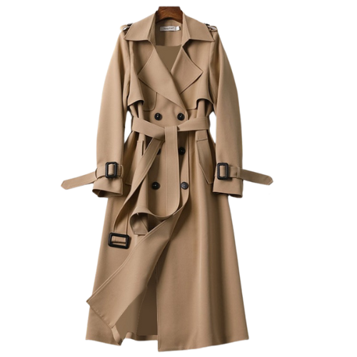 Dames Elegante Comfortabele Lange Dames Jas met Dubbele Knopen - Trenchcoat