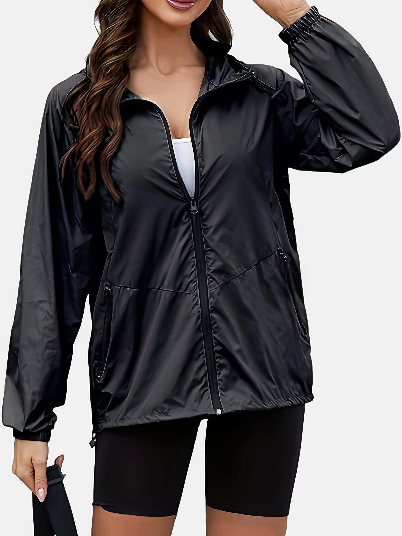 Dames Plus Size Sportjack met Capuchon Actief - Tussenjas