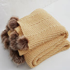 Grofgebreide Chenille-deken met schattige pompons
