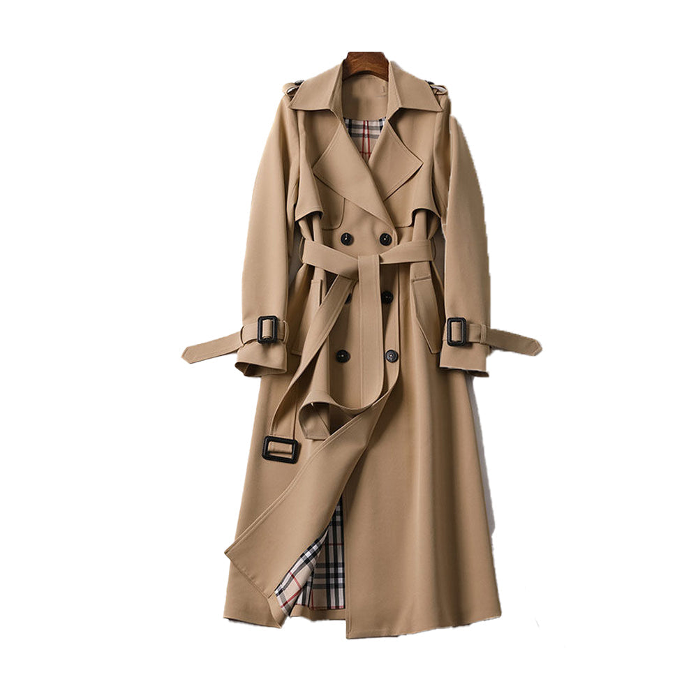 Dames Dubbele Knoop Trenchcoat Polyester Overgangsseizoen