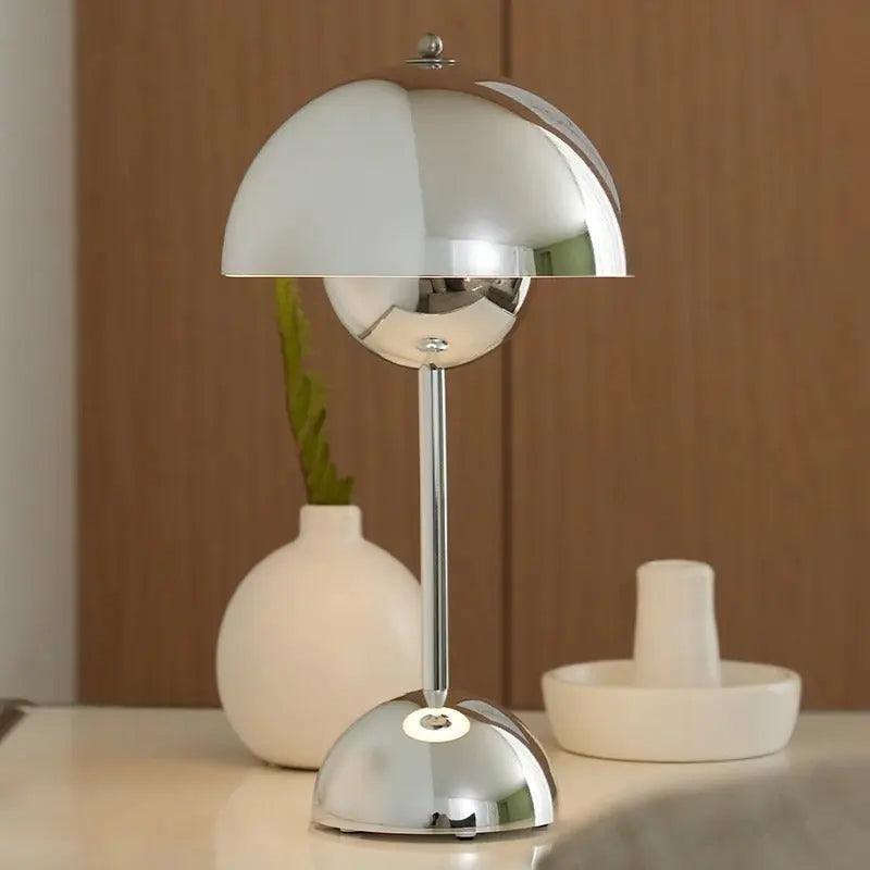 AIZAKA Chrome Paddenstoel LED Tafellamp –  Modern Chroomontwerp