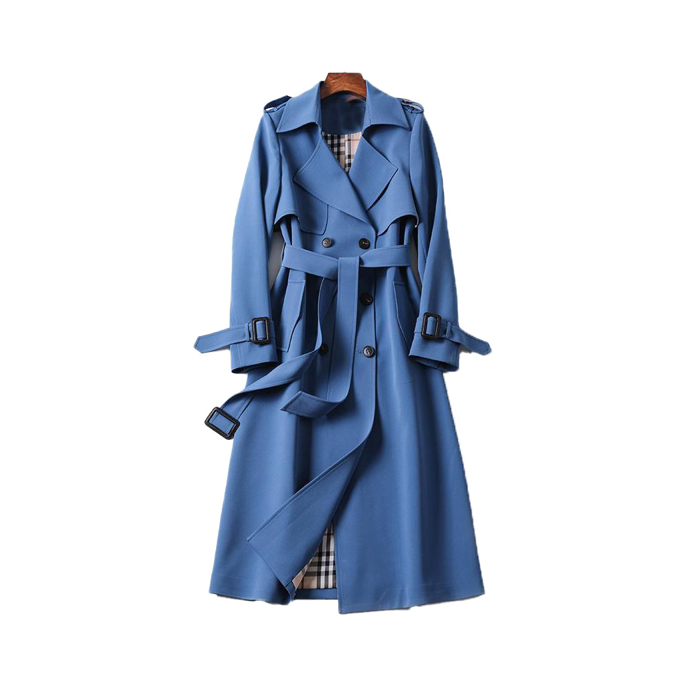 Dames Dubbele Knoop Trenchcoat Polyester Overgangsseizoen