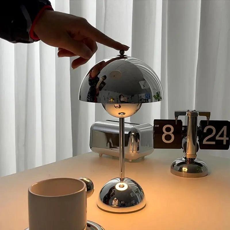AIZAKA Chrome Paddenstoel LED Tafellamp –  Modern Chroomontwerp