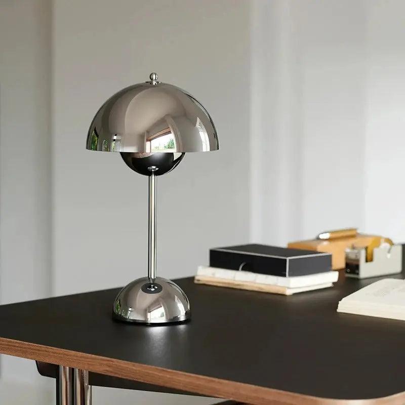 AIZAKA Chrome Paddenstoel LED Tafellamp –  Modern Chroomontwerp