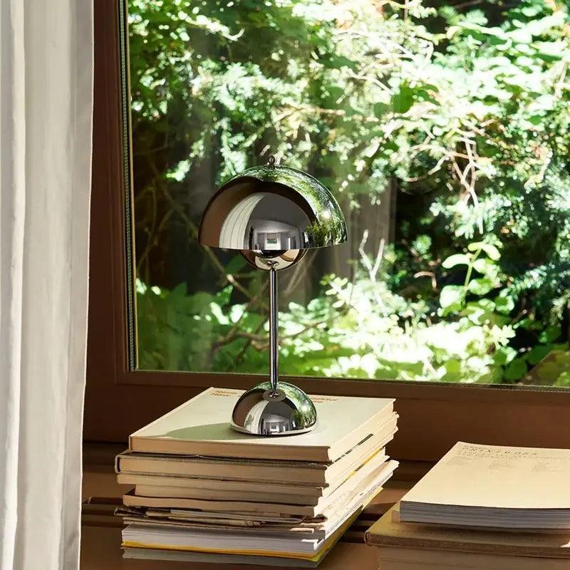 AIZAKA Chrome Paddenstoel LED Tafellamp –  Modern Chroomontwerp