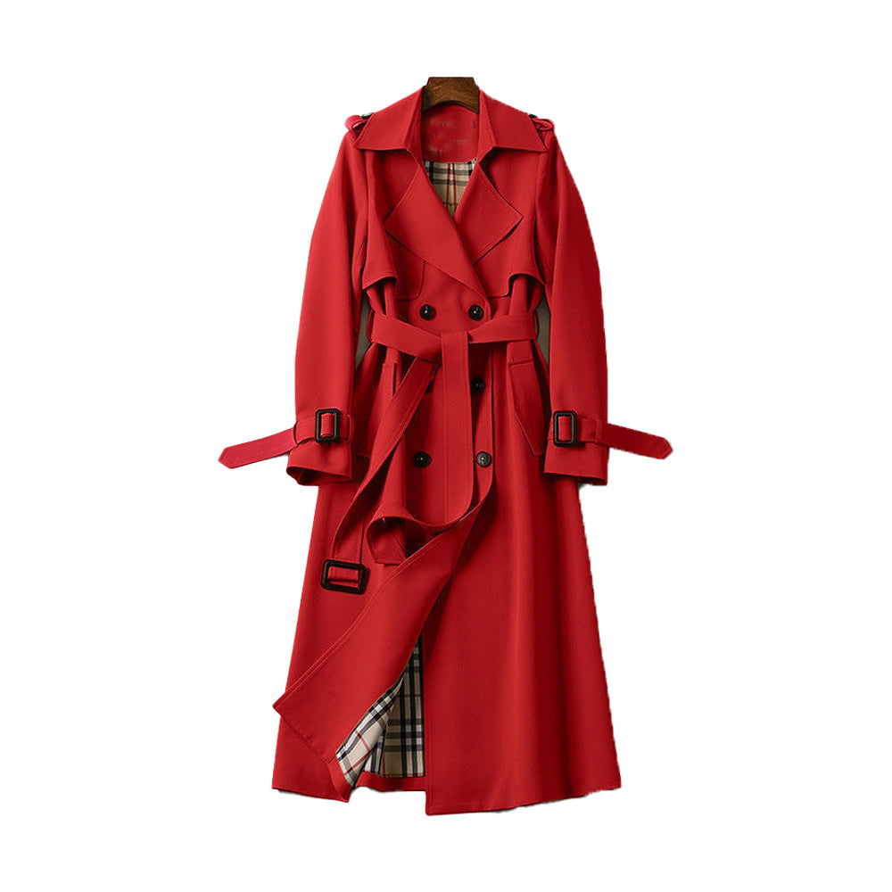 Dames Dubbele Knoop Trenchcoat Polyester Overgangsseizoen