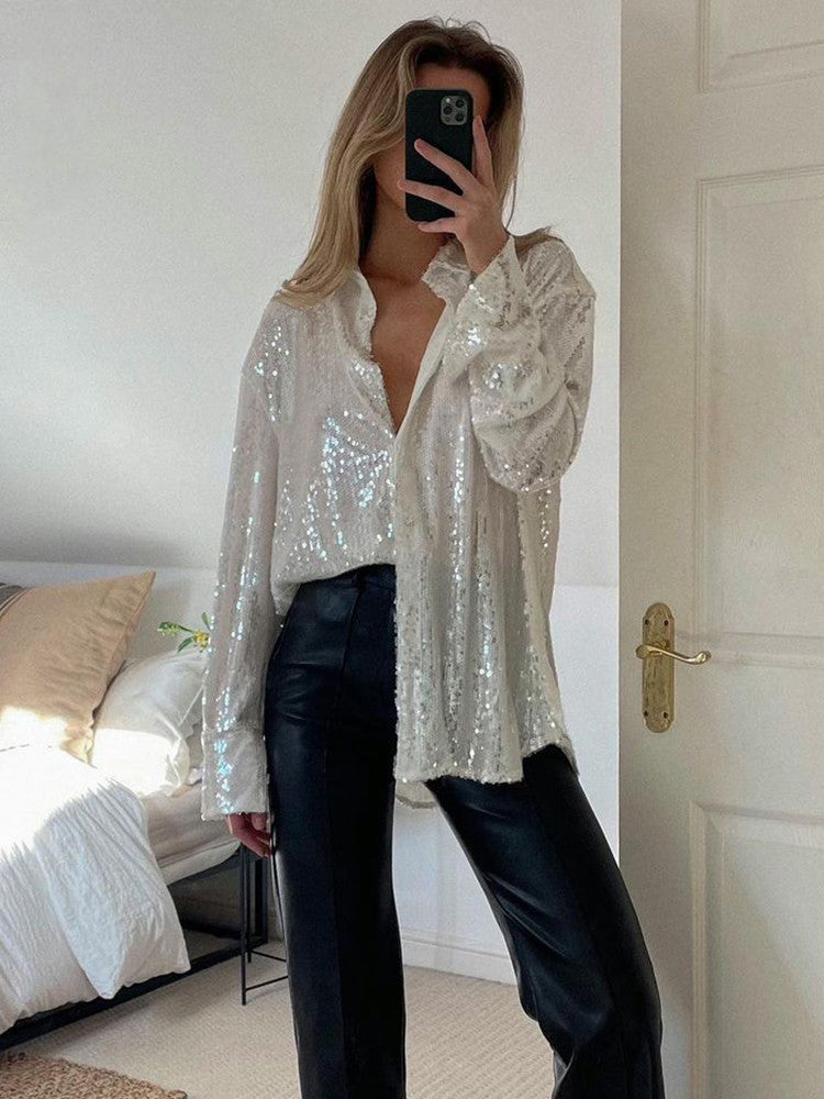 Carello - Oversized Glitter Blouse Voor Dames