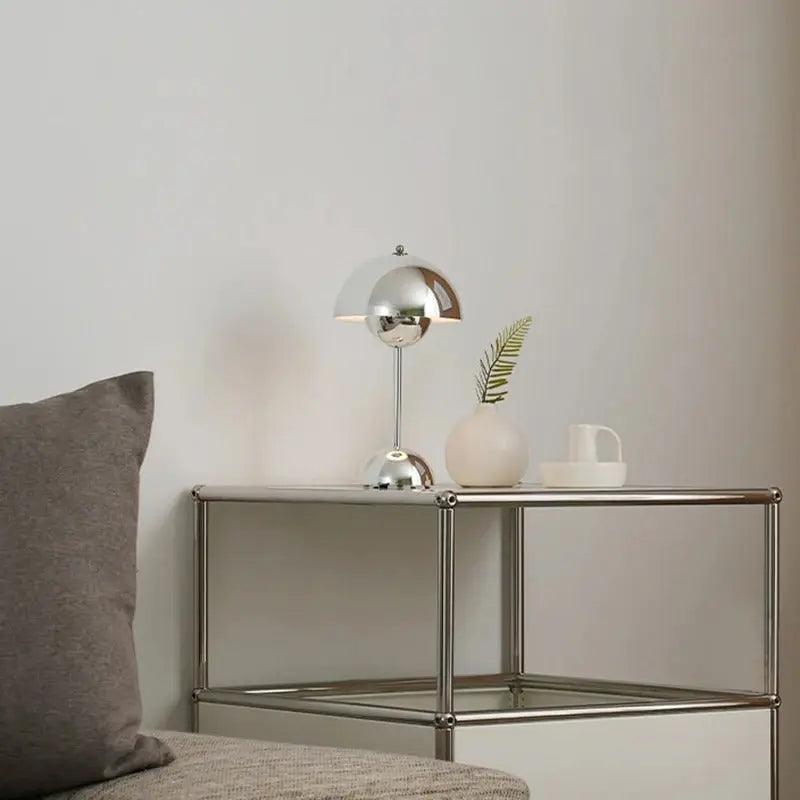 AIZAKA Chrome Paddenstoel LED Tafellamp –  Modern Chroomontwerp