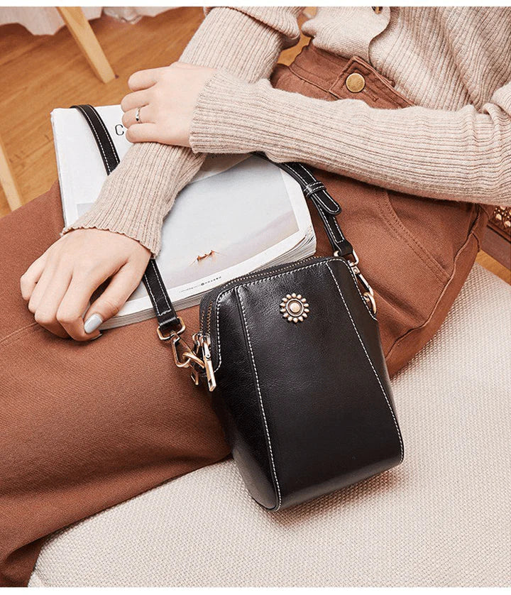 Retro leren crossbodytas™ | Stijlvolle schoudertas