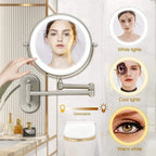 Goudkleurige oplaadbare LED-vergrotende spiegel voor make-up en badkamer-6
