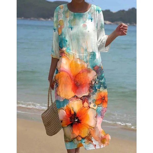 Miranda Elegante Bloemenjurk met Buikbedekking voor Zomers Feestelijk en Casual Gebruik Dames Katoen