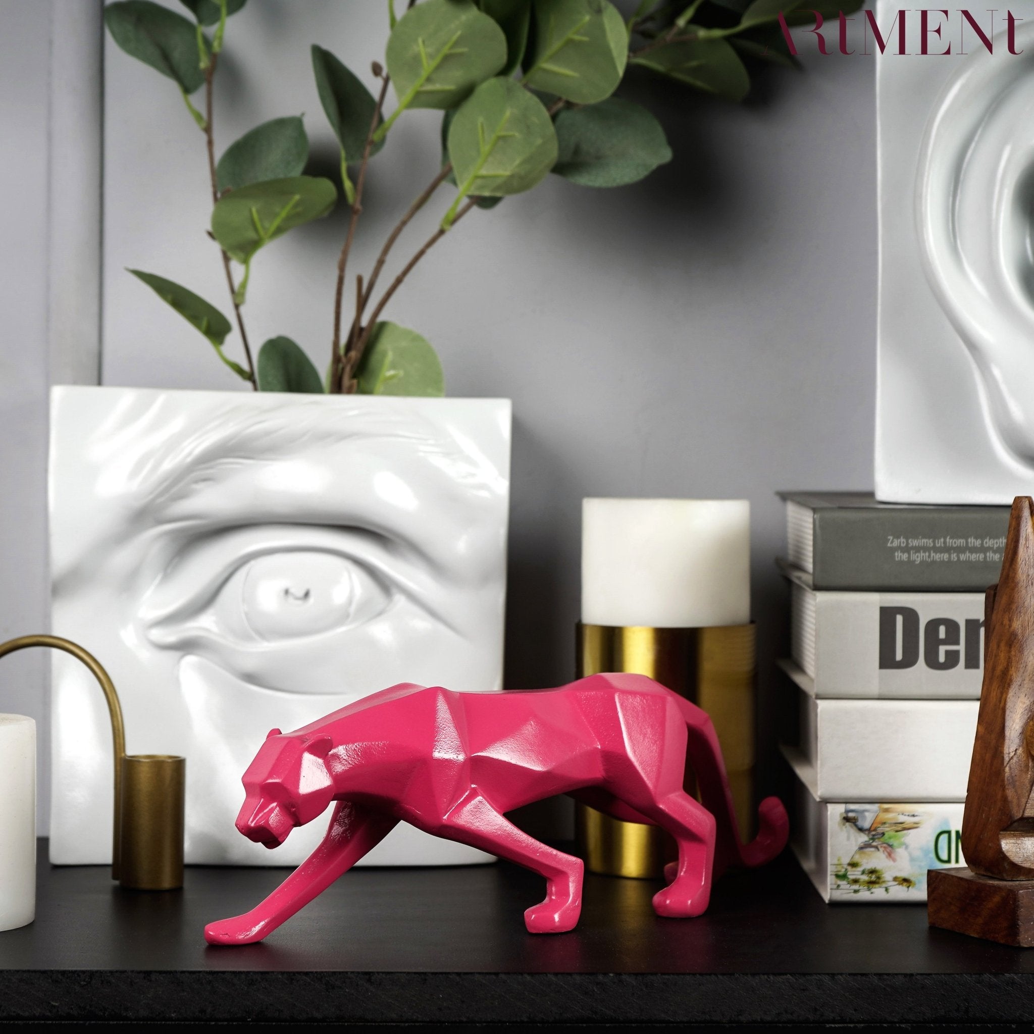 Moderne Kunst Geometrische Panter Standbeeld voor Woondecoratie