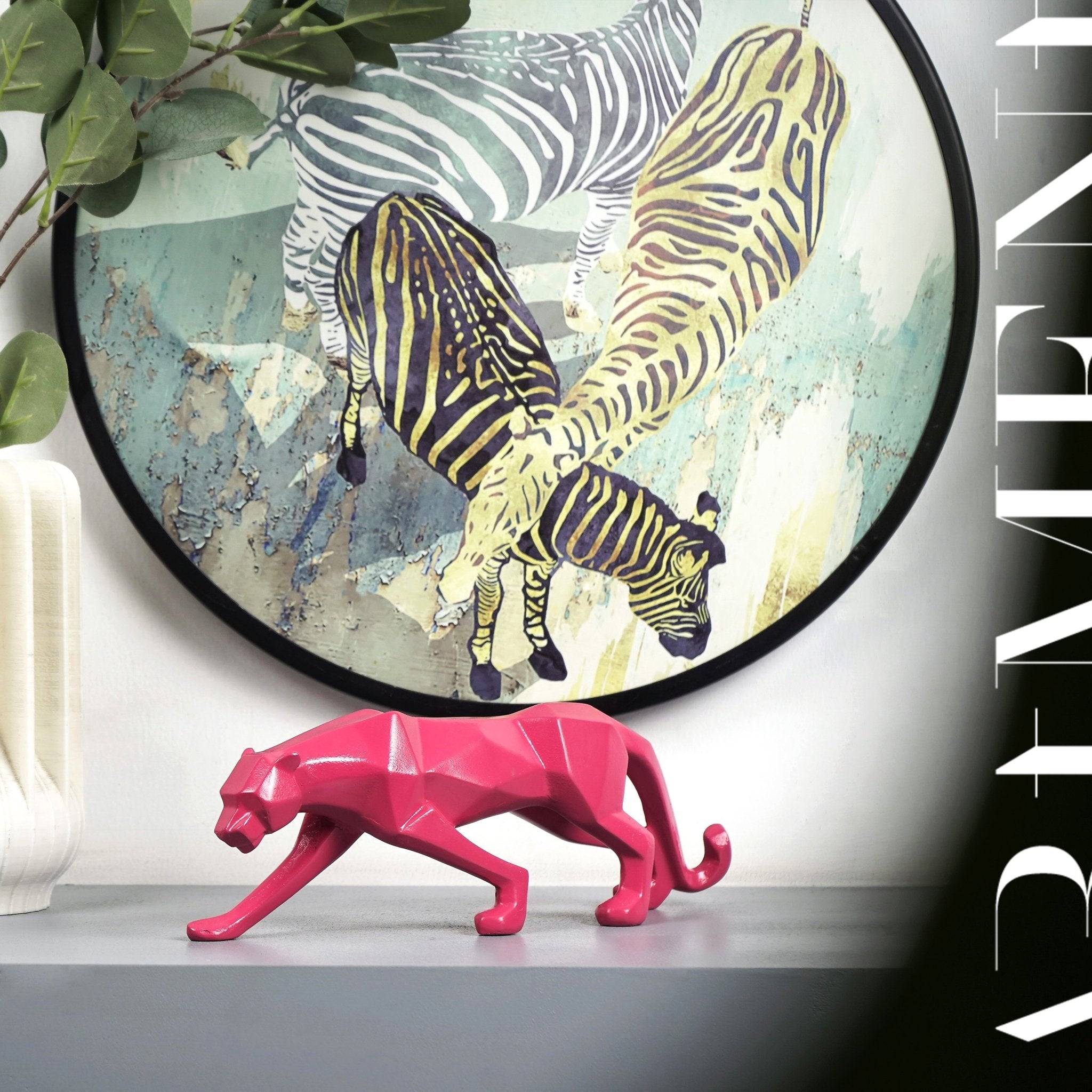 Moderne Kunst Geometrische Panter Standbeeld voor Woondecoratie
