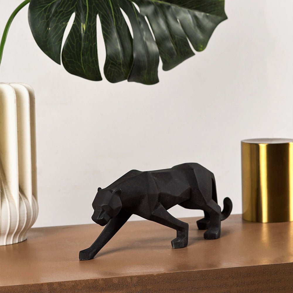 Moderne Kunst Geometrische Panter Standbeeld voor Woondecoratie