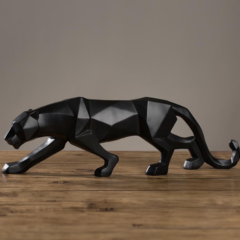 Moderne Kunst Geometrische Panter Standbeeld voor Woondecoratie