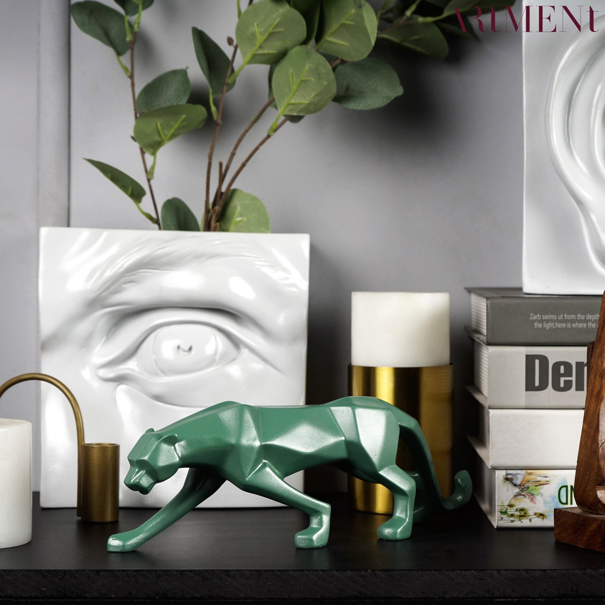 Moderne Kunst Geometrische Panter Standbeeld voor Woondecoratie