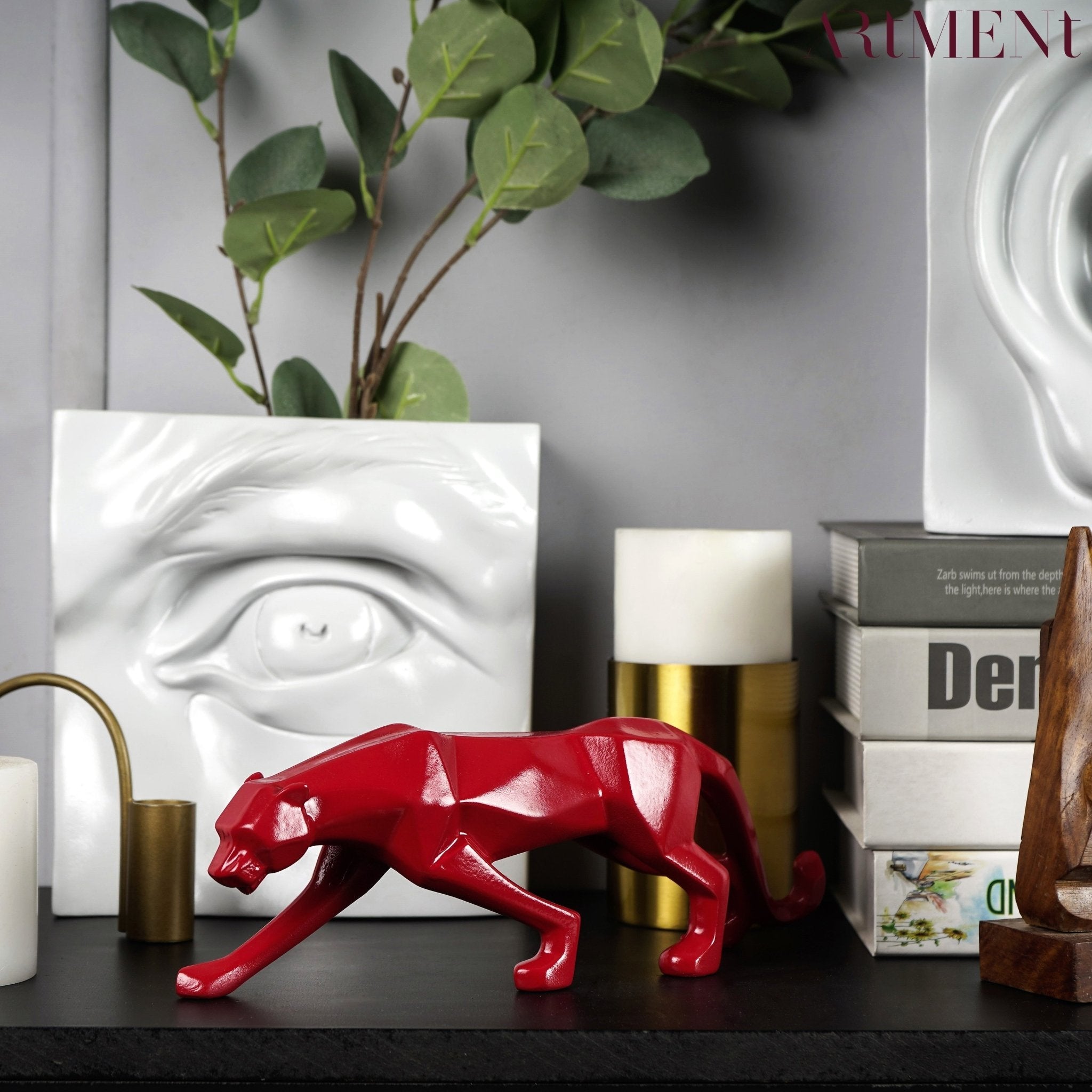 Moderne Kunst Geometrische Panter Standbeeld voor Woondecoratie