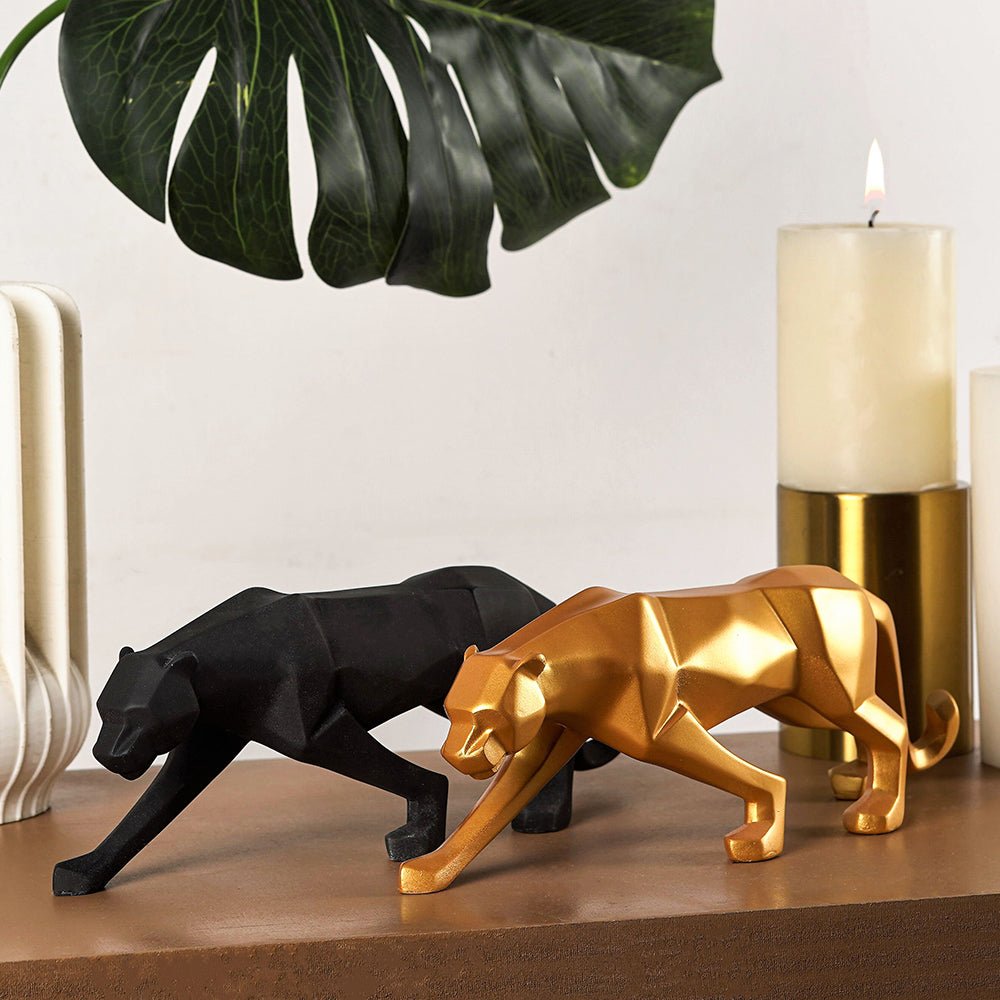 Moderne Kunst Geometrische Panter Standbeeld voor Woondecoratie