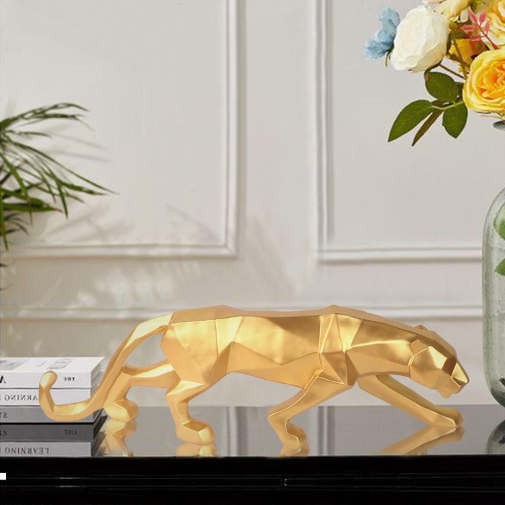 Moderne Kunst Geometrische Panter Standbeeld voor Woondecoratie