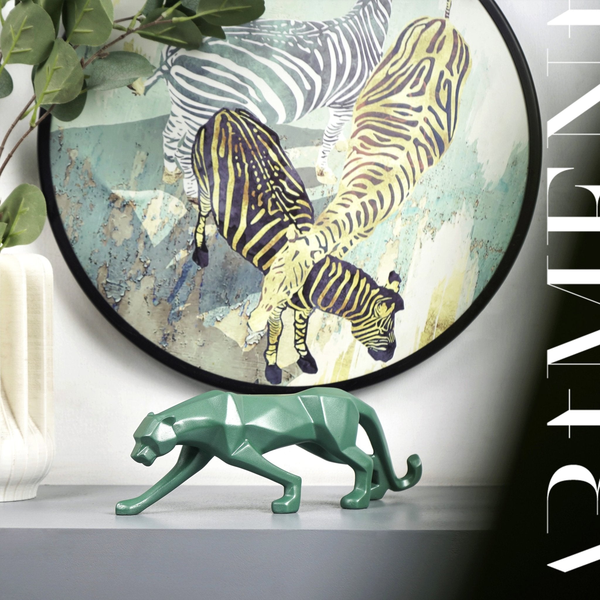 Moderne Kunst Geometrische Panter Standbeeld voor Woondecoratie