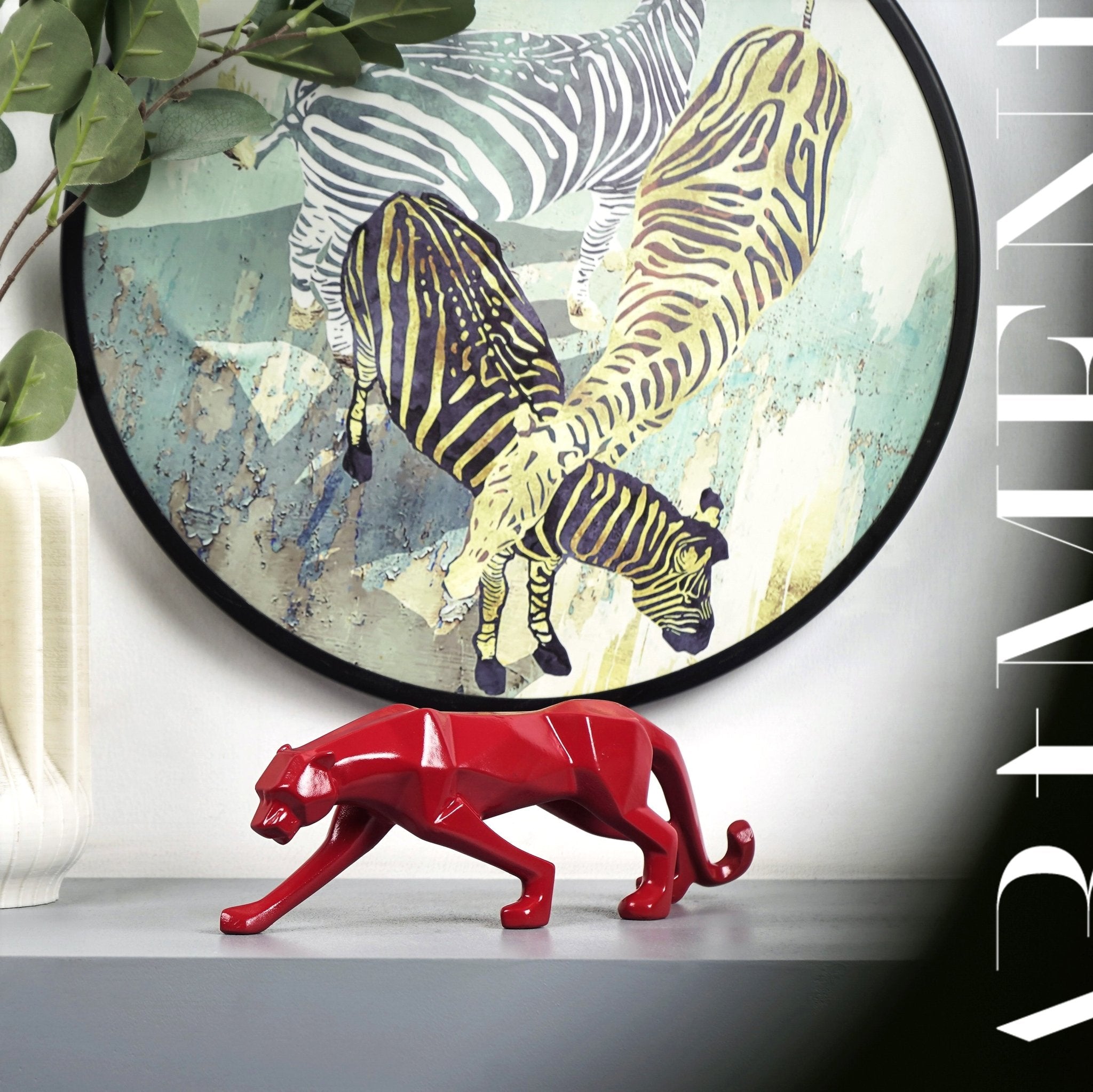 Moderne Kunst Geometrische Panter Standbeeld voor Woondecoratie